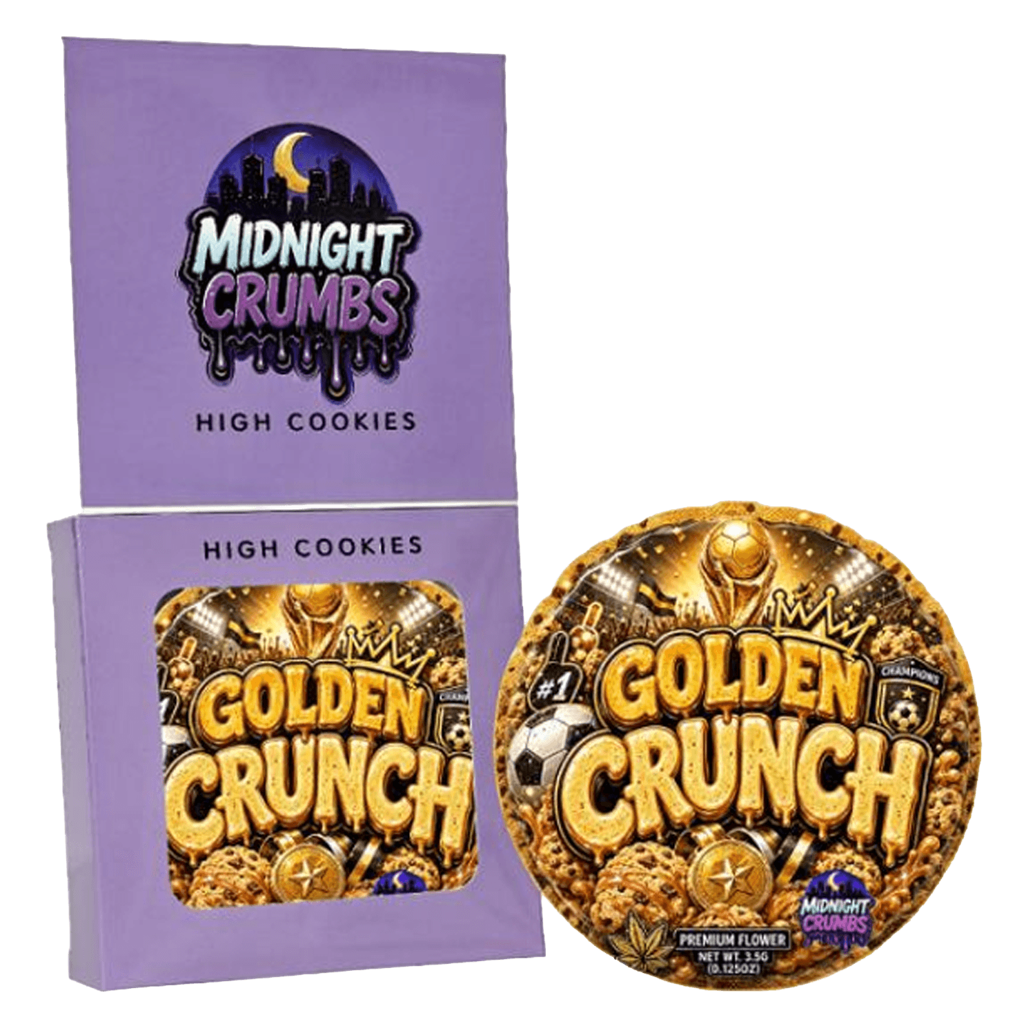 (12 Count) Midnight Crumbs Shaped Bag & Window Box Set - Midnight Crumbs Golden Crunch- MCW-SHAPED-010