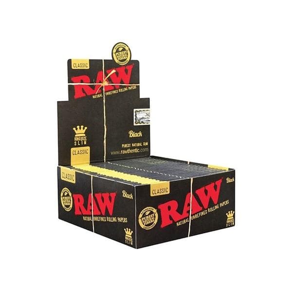 RAW BLACK CLASSIC PAPER KING SIZE SLIM 50 PACKS PER BOX