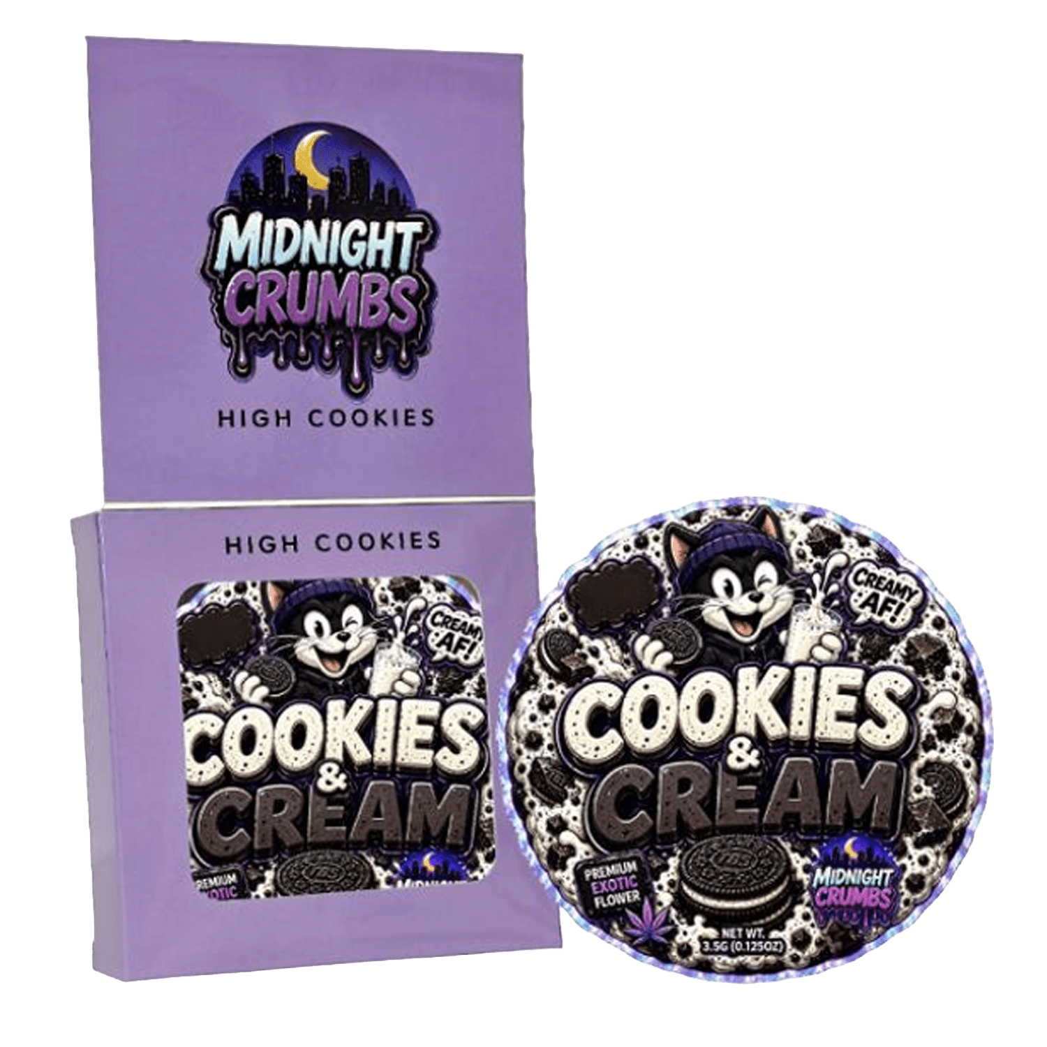 (12 Count) Midnight Crumbs Shaped Bag & Window Box Set - Midnight Crumbs Cookies & Cream - MCW-SHAPED-004